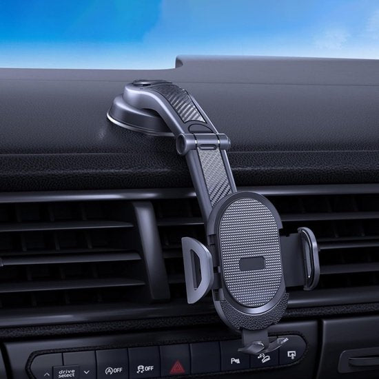 Telefoonhouder auto – Sterke zuignap – Voor raam & dashboard – Ook bureau – Universeel – Zwart-Ilumina Benelux