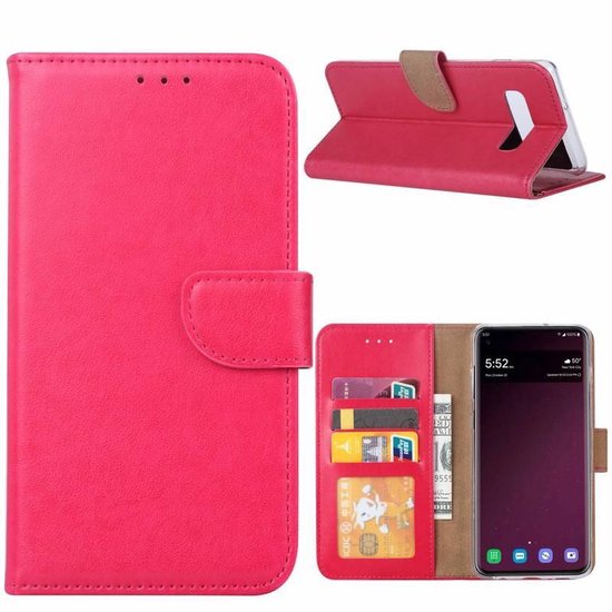 Samsung Galaxy S10e Hoesjes – Portemonnee Bookcase – Pasjeshouder – 2x Gehard Glas Screenprotector – Roze-Ilumina Benelux