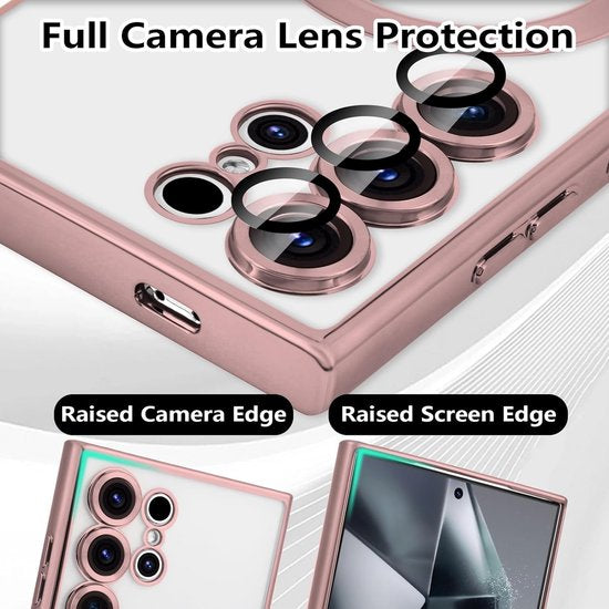 Samsung Galaxy S24 Ultra Hoesjes – MagSafe Compatible Backcover – Ingebouwde Camera Lens Protector – Roségoud-Ilumina Benelux