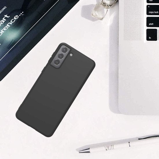 Soft Back Cover Hoesje Geschikt voor: Samsung Galaxy A71 TPU Silicone rubberen + 3xs Tempered screenprotector - zwart