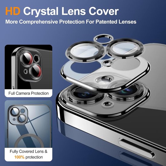 iPhone 15 Hoesjes – Magnetische Clear Siliconen Backcover – Camera Lens Protector – MagSafe – Zwart-Ilumina Benelux