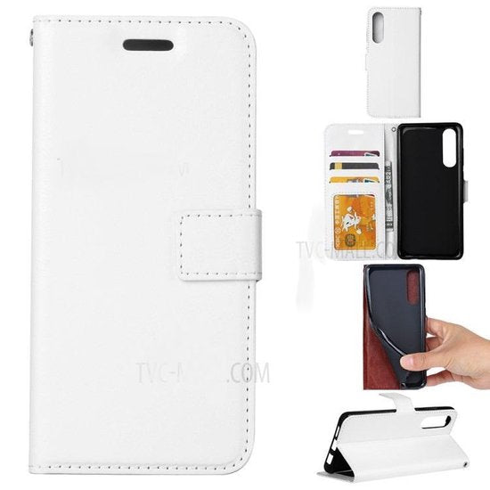 Samsung Galaxy A50/A50s/A30 Hoesjes – Bookcase Portemonnee – Magneetsluiting – 2x Gehard Glas Screenprotector – Wit-Ilumina Benelux