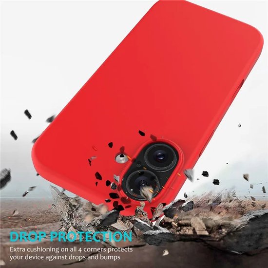 iPhone 16 Plus Hoesjes – Liquid Silicone Backcover – Flexibel TPU Rubber – Schokbestendig – Rood-Ilumina Benelux