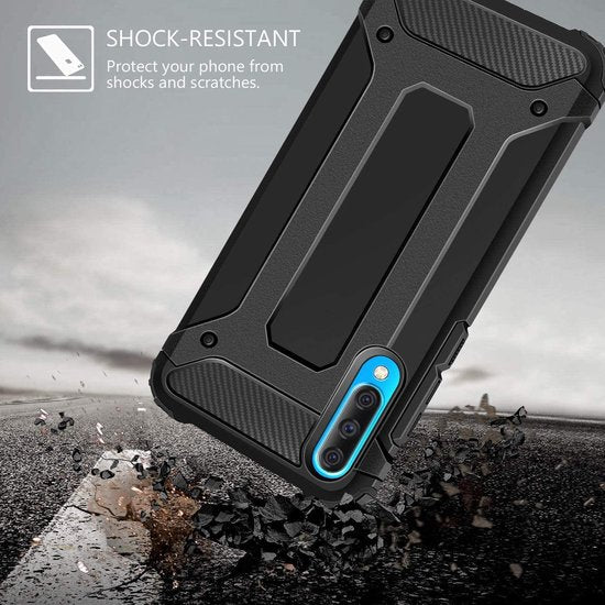 Samsung Galaxy A50 Hoesjes – Heavy Duty Backcover – Schokbestendig – Incl. Gehard Glas Screenprotector – Zwart-Ilumina Benelux