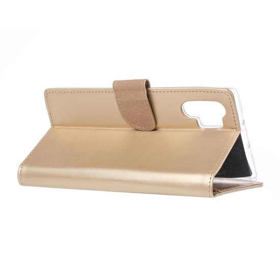 Samsung Galaxy Note 10 Plus Hoesjes – Bookcase Portemonnee Hoes – Pasjeshouder – Magneetsluiting – Goud-Ilumina Benelux