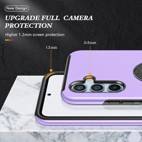 Samsung Galaxy A25 Hoesjes – Harde Backcover met Vingerring – Anti-drop – Paars-Ilumina Benelux