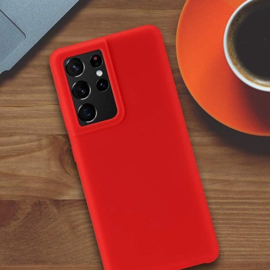 Samsung Galaxy S21 Ultra Hoesjes – Liquid Siliconen Backcover – Soft Touch – Flexibel – Rood-Ilumina Benelux