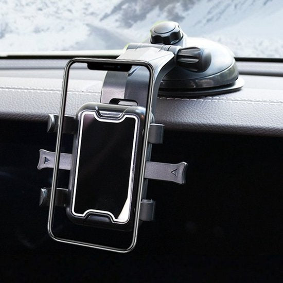 Telefoonhouder auto – Dashboard & Zuignap – 360° Draaibaar – Geschikt voor iPhone Samsung Huawei – Zwart-Ilumina Benelux