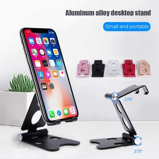 Telefoonhouder bureau – Verstelbare tafelstandaard – Geschikt voor iPhone/iPad/Samsung/Tablet – Antislip – Roségoud-Ilumina Benelux