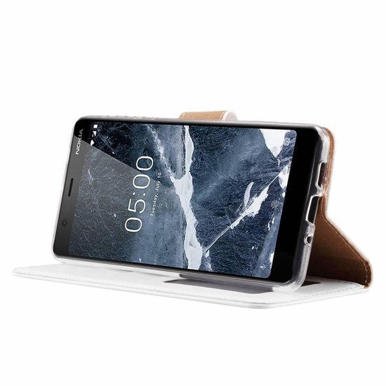 Nokia 5.1 Hoesjes – Bookcase Portemonnee Hoes – Pasjeshouder – Magneetsluiting – Wit-Ilumina Benelux