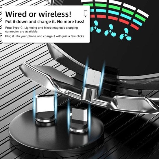 Telefoonhouder auto – Draadloze autolader ventilatierooster – Snelladen – Geschikt voor iPhone & Samsung 4,5-6,5 inch – Zilver-Telefoonhouders-Ilumina Benelux
