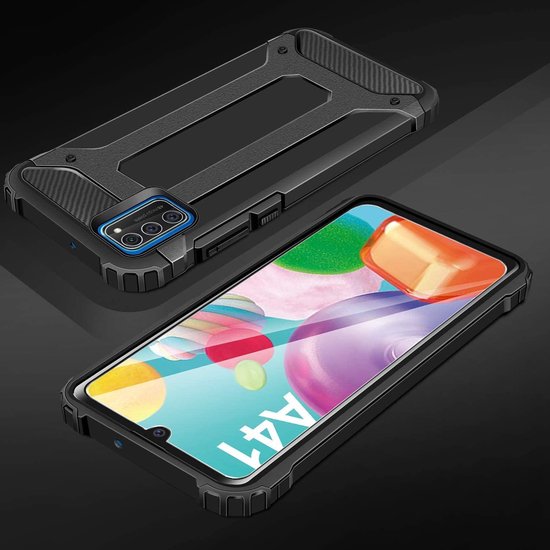 Samsung Galaxy A41 Hoesjes – Heavy Duty Backcover – Schokbestendig – Incl. Gehard Glas Screenprotector – Zwart-Ilumina Benelux