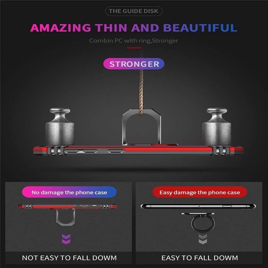 Samsung Galaxy A10 Hoesjes – Anti-Shock Hybride Ring Armor Backcover – Schokbestendig – Goud-Ilumina Benelux