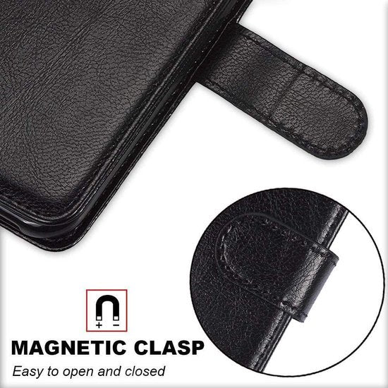 Motorola Moto G8 Play Hoesjes – Portemonnee Book Case – Pasjeshouder – Magneetsluiting – Zwart-Ilumina Benelux