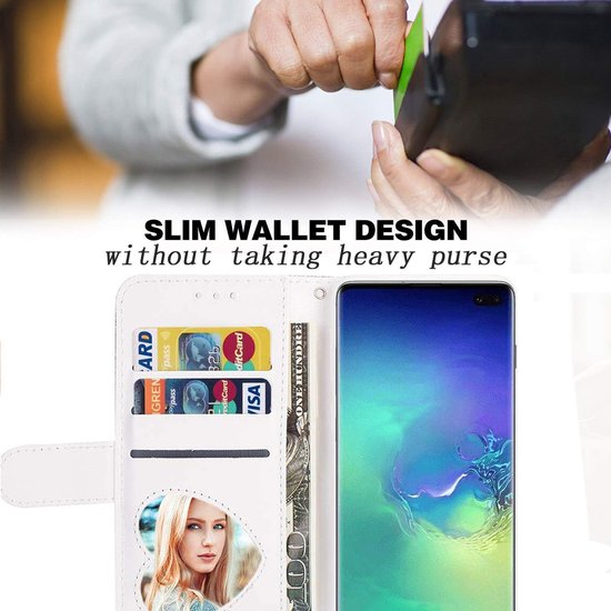 Sparkly Glitter Wallet Hoesje met Rits & Koord Geschikt voor: Samsung Galaxy S10E - Zilver