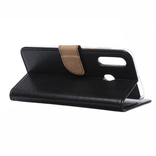 hoesje Geschikt voor: Samsung Galaxy A60 Portemonnee zwart met 2x Glas Screenprotector
