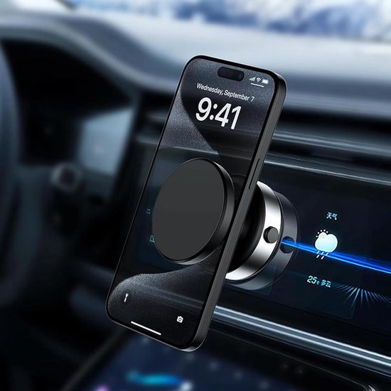 Telefoonhouder auto – Magnetische autohouder – N52 sterke magneet – 360° draaibaar – Geschikt voor iPhone & Android – Zilver-Ilumina Benelux