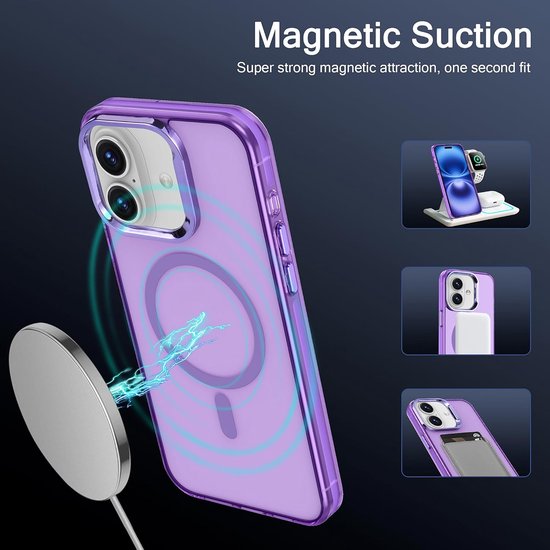 iPhone 16 Plus Hoesjes – Magnetische Backcover – MagSafe Compatibel – Slank & Schokbestendig – Paars-Ilumina Benelux