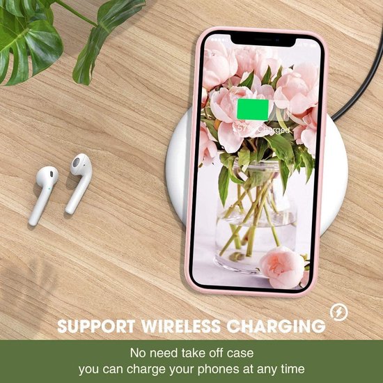 iPhone 12 Pro Max Hoesjes – Soft Touch Liquid Silicone Backcover – Flexibel TPU – Incl. Screenprotector – Lichtroze-Ilumina Benelux