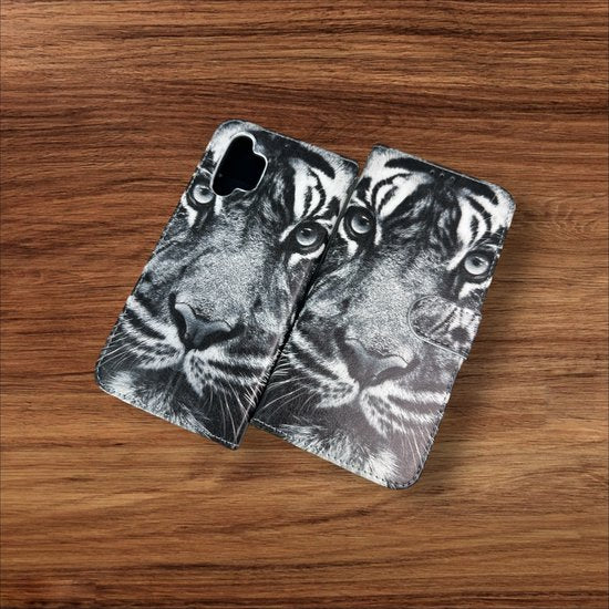 Samsung Galaxy A32 5G Hoesjes – Portemonnee Book Case – Pasjeshouder – Magneetsluiting – Tiger Print-Ilumina Benelux