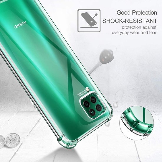 Huawei P40 Lite Hoesjes – Siliconen TPU Backcover – Schokbestendig – 2x Gehard Glas Screenprotector – Transparant-Ilumina Benelux
