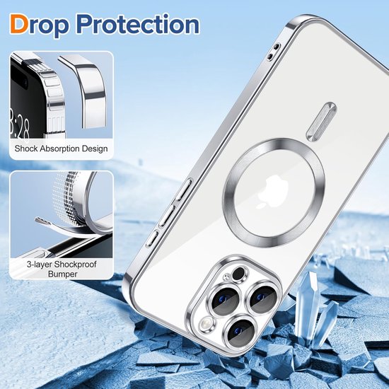 iPhone 17 Air Hoesjes – Backcover – MagSafe Compatibel – Camera Lens Protector + Screenprotector – Zilver-Ilumina Benelux