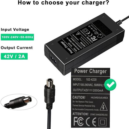 Oplader – Geschikt voor Xiaomi M365 & Ninebot ES1/ES2/ES4 – 42V 2A 84W Max – Voedingsadapter Elektrische Step – Zwart