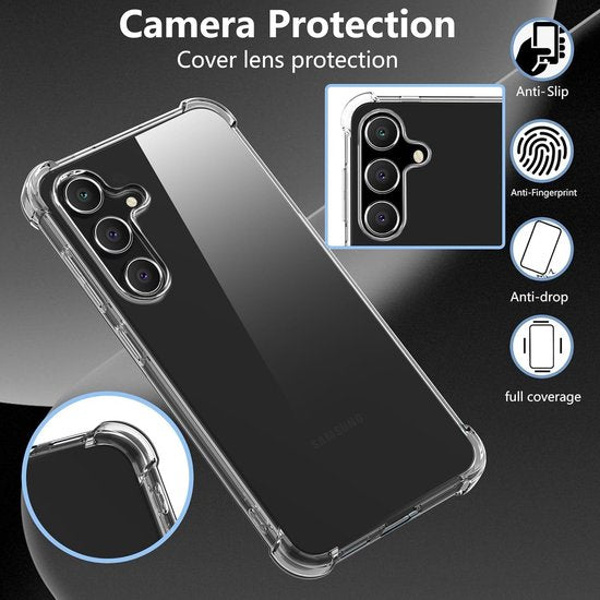 Samsung Galaxy S24 Plus Hoesjes – Siliconen Backcover – Schokbestendig – Transparant – Inclusief 3x Screenprotector-Ilumina Benelux