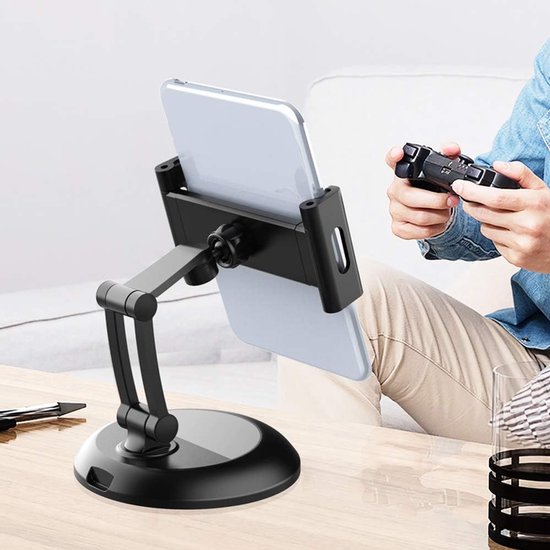 Tablethouder bureau – Verstelbare desktop standaard – Geschikt voor iPad & Samsung Galaxy Tab – Aluminium – Zilver-Tablethouder-Ilumina Benelux