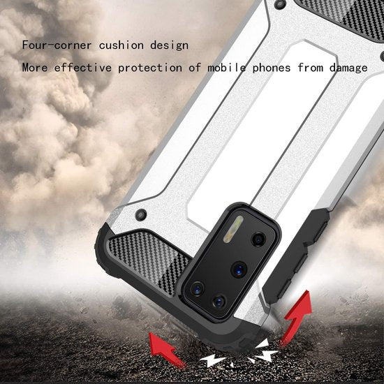 Huawei P40 Hoesjes – Armor Hybrid Backcover – Schokbestendig – Zwart-Ilumina Benelux