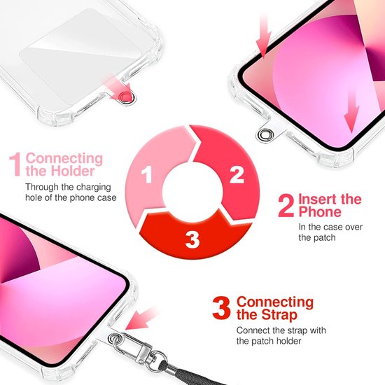 iPhone 12 Pro Hoesjes – Transparante Backcover – Schokbestendig – Nekkoord Koord – Zwart-Ilumina Benelux