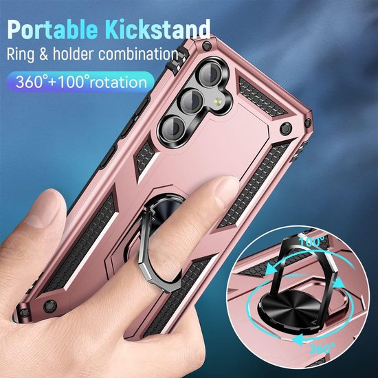 Samsung Galaxy S24 Plus/S25 Plus Hoesjes – Anti-Shock Hybride Ring Armor Backcover – Schokbestendig – Roségoud-Ilumina Benelux