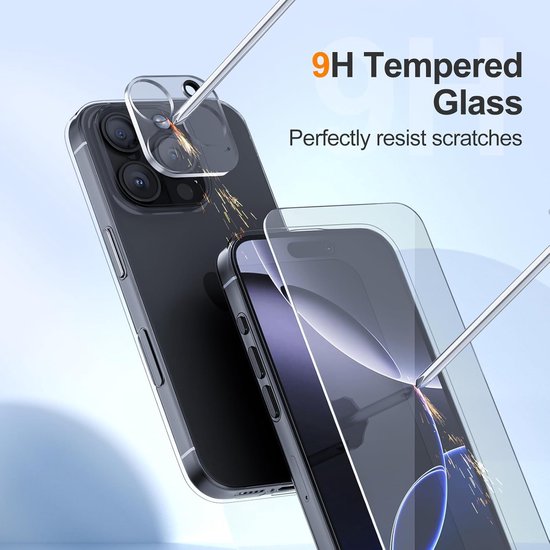 iPhone 16 Pro Hoesjes – Transparante Siliconen Backcover – 2x Screenprotector – 2x Camera Lens Protector – 5-in-1 Set-Ilumina Benelux