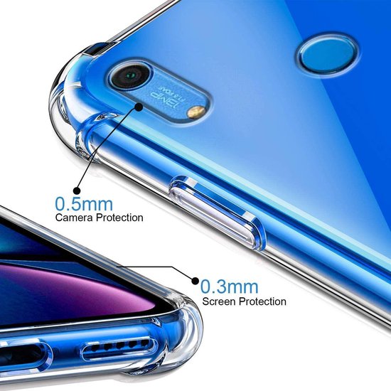 Huawei Y6 2019 Hoesjes – Transparante Hybride Backcover – Schokbestendig – 2x Gehard Glas Screenprotector-Ilumina Benelux