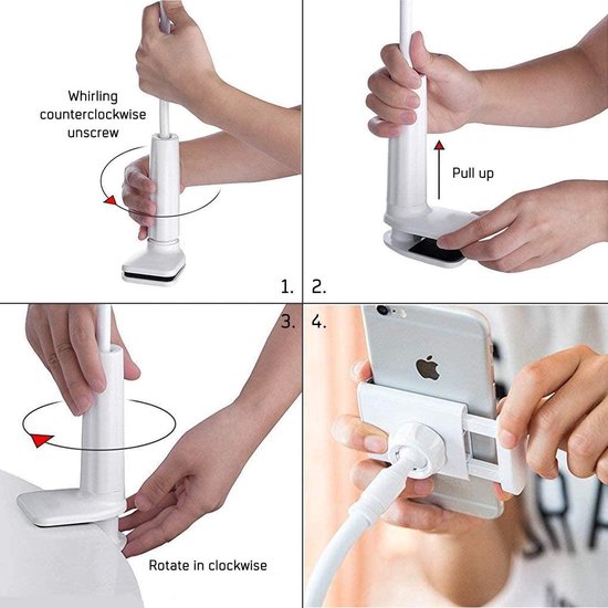 Universele Tablet / Smartphone Houder 360° draaibaar flexibele lange armbeugel voor bevestiging aan tafels en Bureau/Werkplaats/Keuken/slaapkamer/Kast