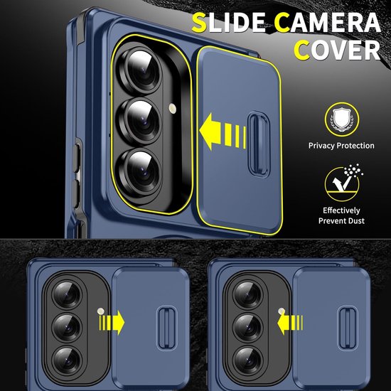 Samsung Galaxy Z Fold 7 Hoesjes – Hybrid Backcover met Ringstandaard – MagSafe Compatibel – Blauw