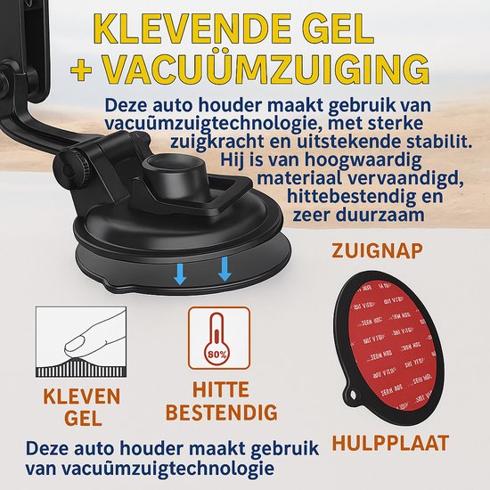 Tablethouder auto – Dashboard & Voorruit – Geschikt voor tablet en iPad – Stevige zuignap – 360° verstelbaar – Zwart-Tablethouder-Ilumina Benelux