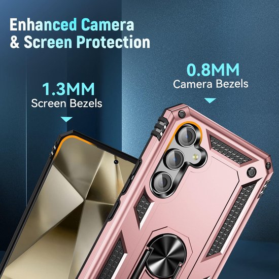 Anti-Shock Hybrid Ring Armor Hoesje Geschikt voor: Samsung Galaxy S24 Plus / Samsung Galaxy S25 Plus - Roségoud