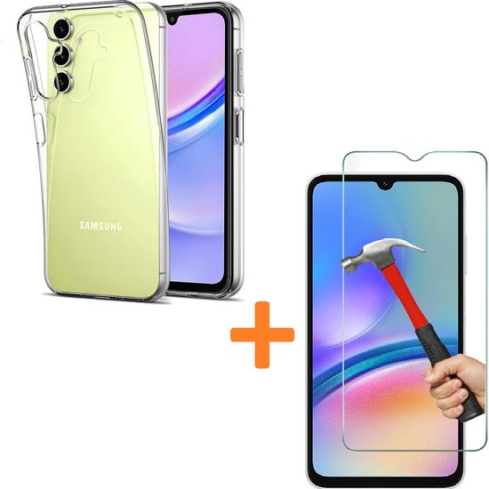 Samsung Galaxy A15 Hoesjes – Transparante Siliconen Backcover – 2x Gehard Glas Screenprotector – Anti-kras-Ilumina Benelux