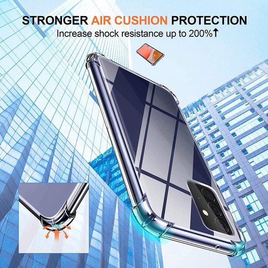 Samsung Galaxy A52/A52s Hoesjes – Schokbestendige TPU Siliconen Backcover + 2x Screenprotector Gehard Glas – Transparant-Ilumina Benelux