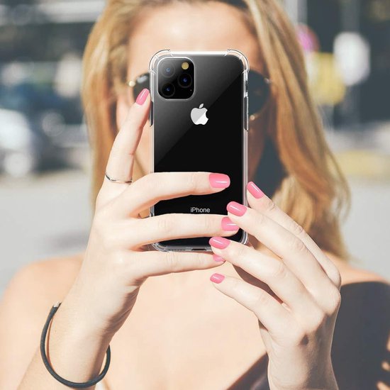 iPhone 11 Pro Hoesjes – Shockproof TPU Siliconen Backcover – Schokbestendig – Incl. 2x Gehard Glas Screenprotector – Transparant-Ilumina Benelux