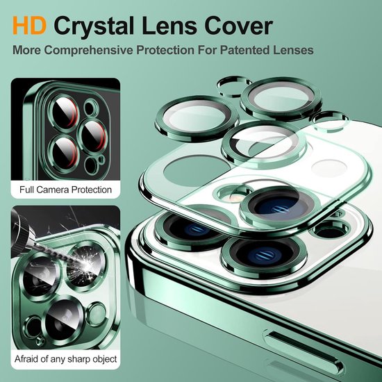 iPhone 14 Pro Max Hoesjes – Magnetische Clear Siliconen Backcover – Camera Lens Protector – MagSafe – Groen-Ilumina Benelux