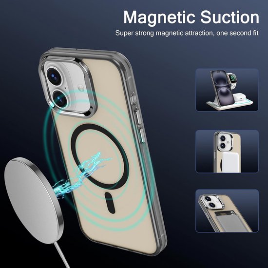 iPhone 16 Hoesjes – Magnetische Backcover Magsafe – Slank & Dun – Schokbestendig – Zwart-Ilumina Benelux