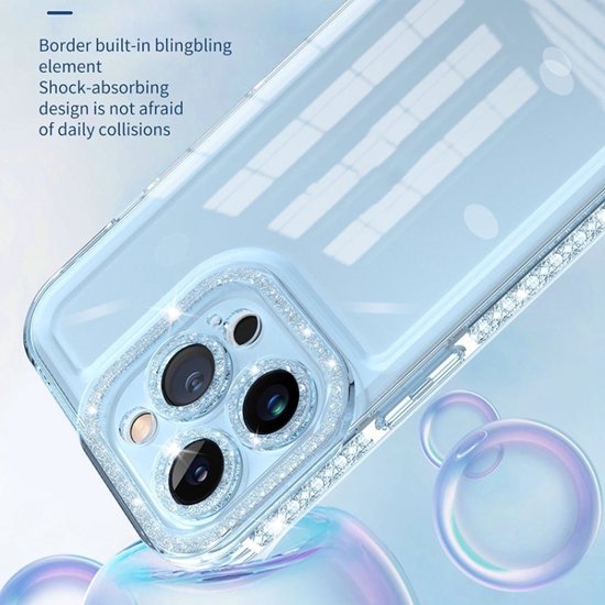 iPhone 11 Hoesjes – Siliconen Backcover – Glitter Design – Softcase – Transparant Zilver-Ilumina Benelux