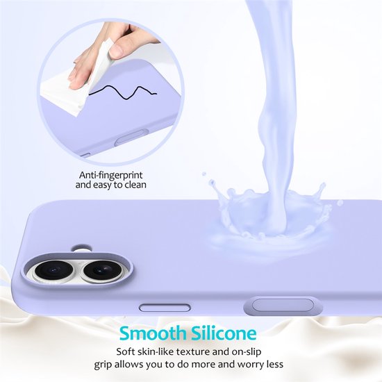 iPhone 17 Hoesjes – Liquid Siliconen Backcover – Soft Touch – Inclusief Screenprotector & Camera Lens Protector – Lila-Ilumina Benelux