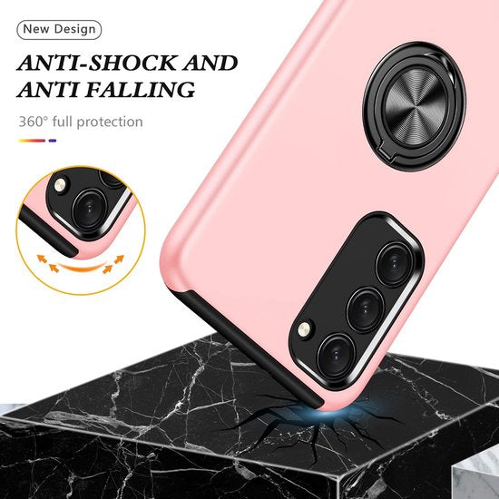 Samsung Galaxy S22 Hoesjes – Harde Backcover met Vingerring – Anti-drop – Roze-Ilumina Benelux