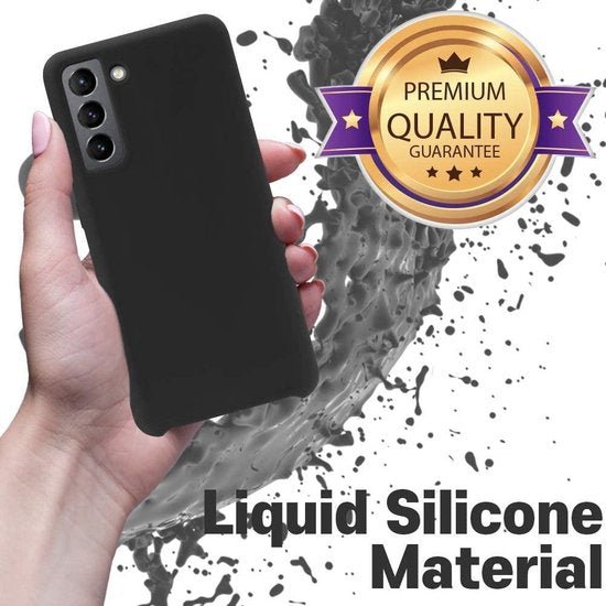 Samsung Galaxy S21 Hoesjes – Liquid Siliconen Backcover – Soft Touch – Flexibel – Zwart-Ilumina Benelux