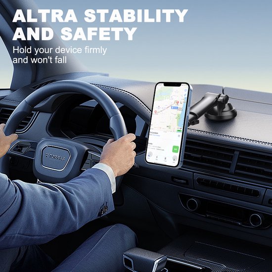 Telefoonhouder auto – Magnetisch voorruit & dashboard – 360° draaibaar – MagSafe compatibel – Ultra strong grip – Zwart-Ilumina Benelux