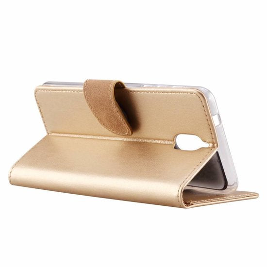 Nokia 5.1 Hoesjes – Portemonnee Hoes – Pasjeshouder – 2x Screenprotector – Goud-Ilumina Benelux
