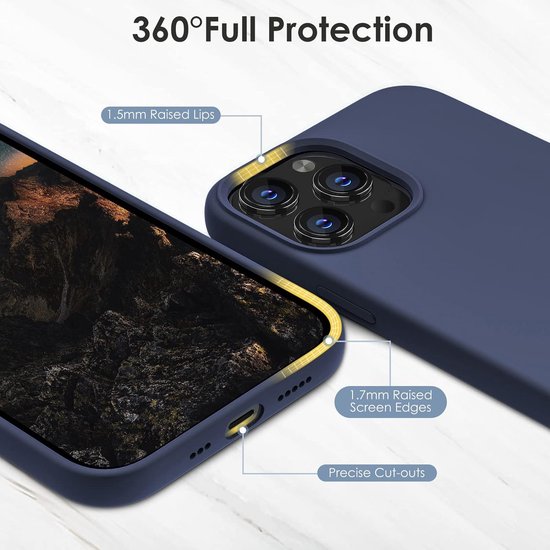 iPhone 13 Pro Max Hoesjes – Liquid Siliconen Backcover – Flexibel TPU – Schokbestendig – Blauw-Ilumina Benelux